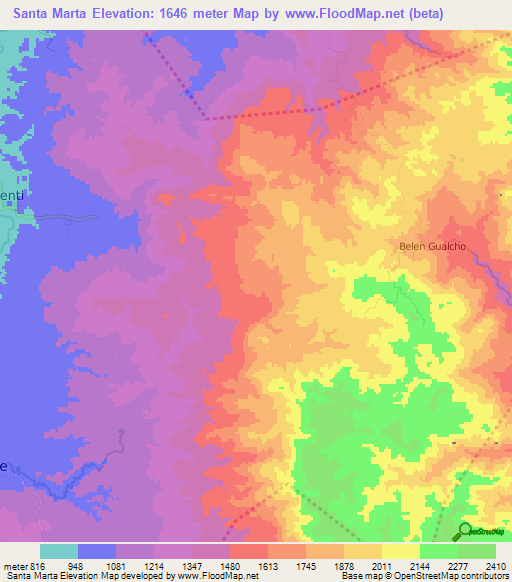 Santa Marta,Honduras Elevation Map