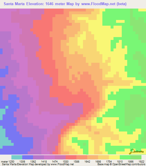 Santa Marta,Honduras Elevation Map