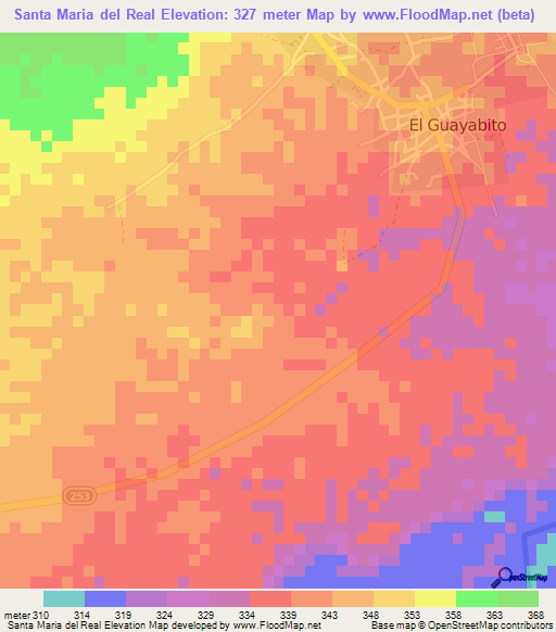 Santa Maria del Real,Honduras Elevation Map