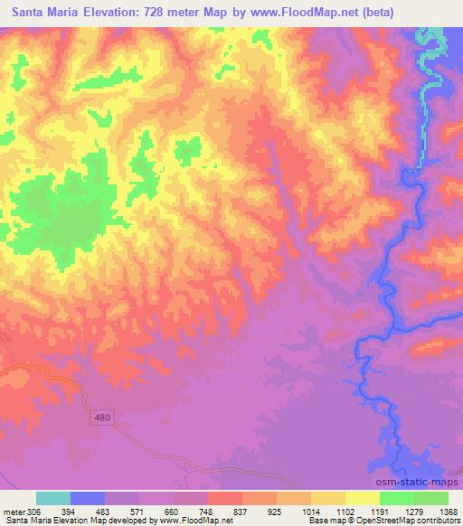 Santa Maria,Honduras Elevation Map