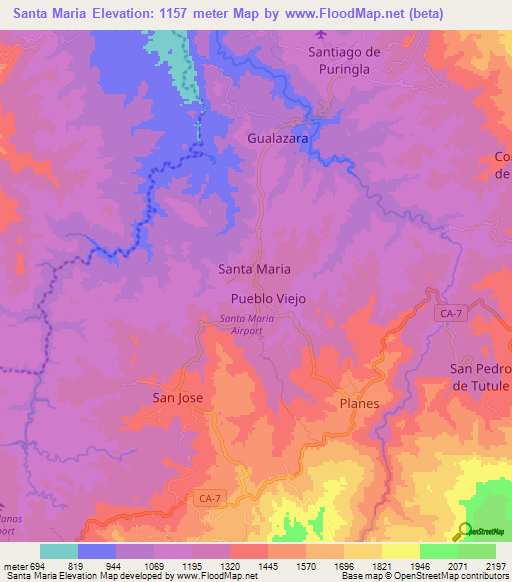 Santa Maria,Honduras Elevation Map