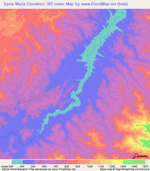 Santa Maria,Honduras Elevation Map
