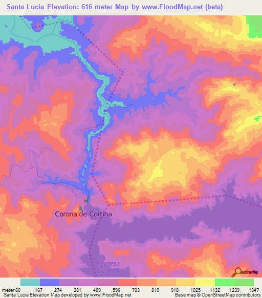 Santa Lucia,Honduras Elevation Map