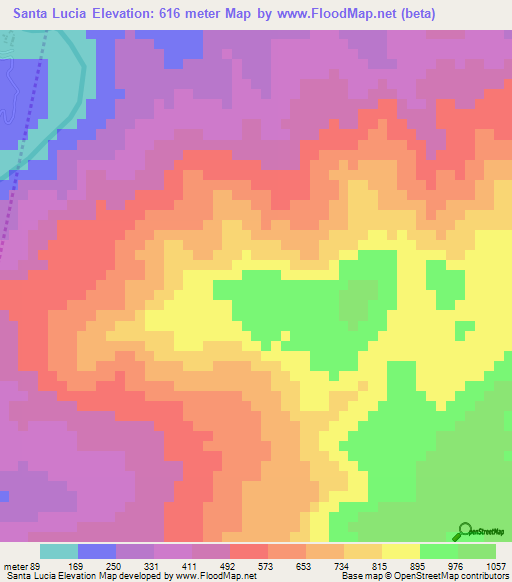 Santa Lucia,Honduras Elevation Map