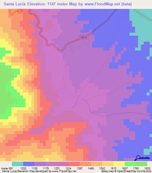 Santa Lucia,Honduras Elevation Map