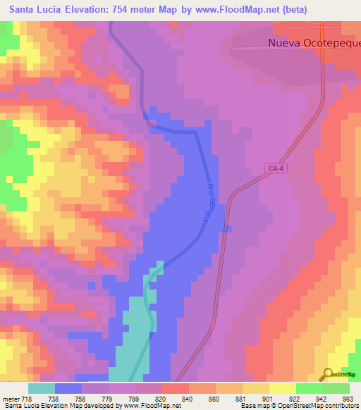 Santa Lucia,Honduras Elevation Map