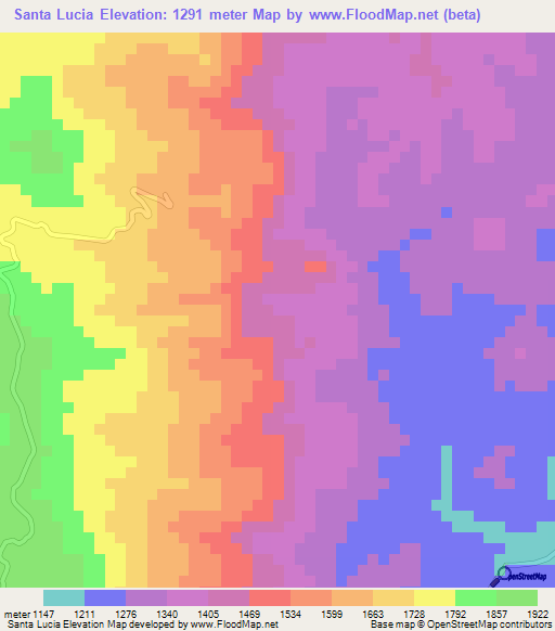 Santa Lucia,Honduras Elevation Map