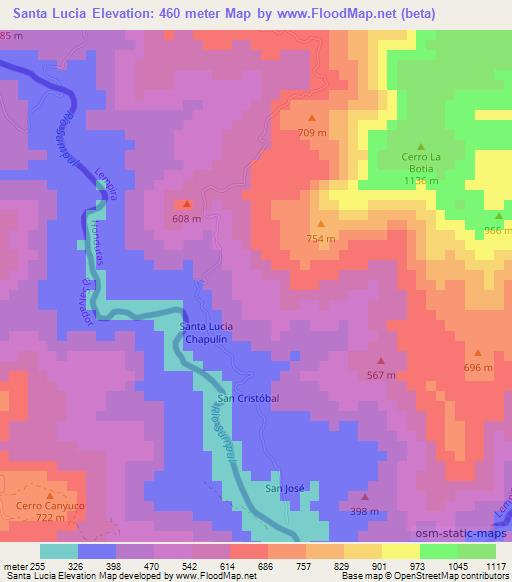 Santa Lucia,Honduras Elevation Map