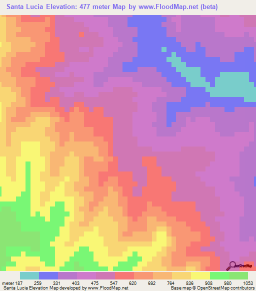 Santa Lucia,Honduras Elevation Map