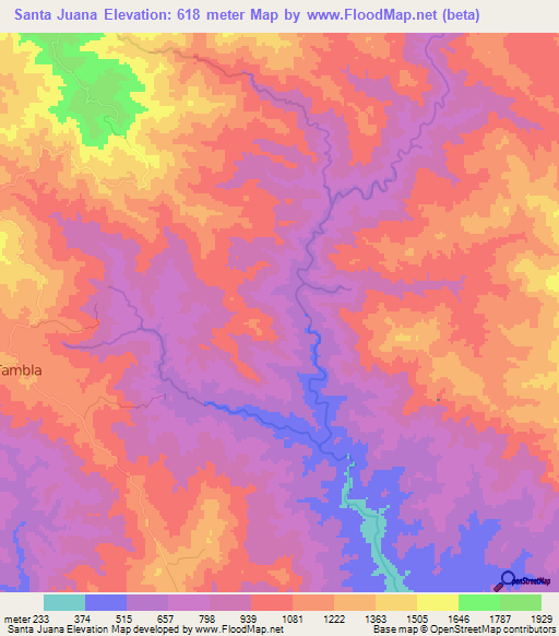 Santa Juana,Honduras Elevation Map