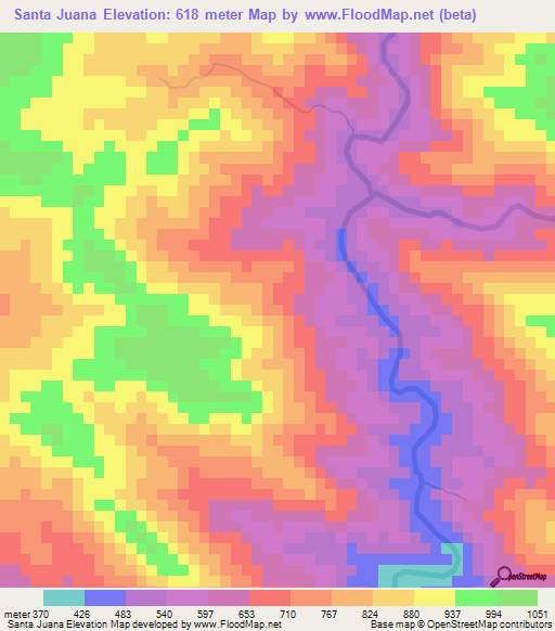 Santa Juana,Honduras Elevation Map