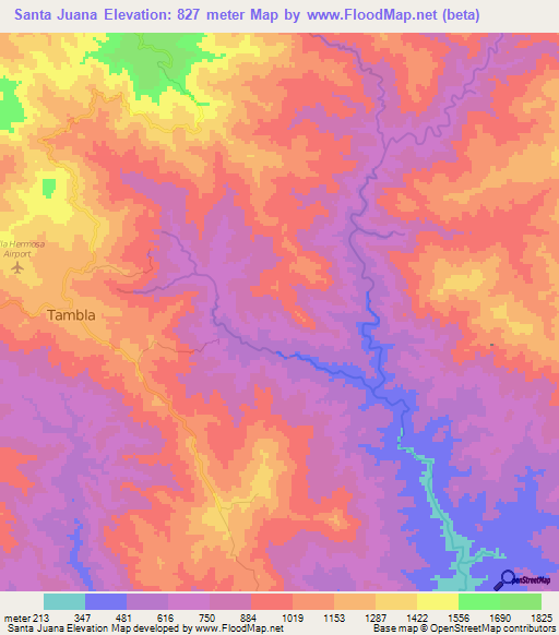 Santa Juana,Honduras Elevation Map