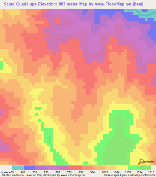 Santa Guadalupe,Honduras Elevation Map