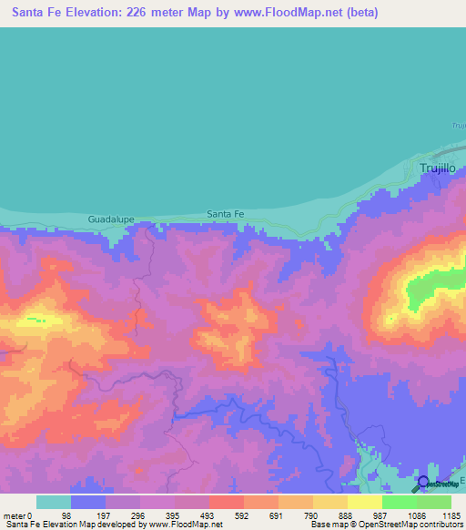 Santa Fe,Honduras Elevation Map