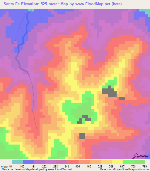 Santa Fe,Honduras Elevation Map