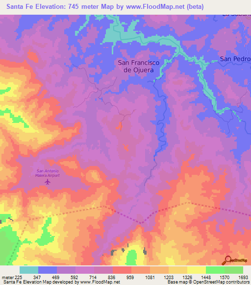 Santa Fe,Honduras Elevation Map