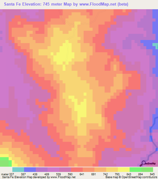 Santa Fe,Honduras Elevation Map