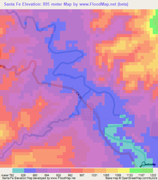 Santa Fe,Honduras Elevation Map