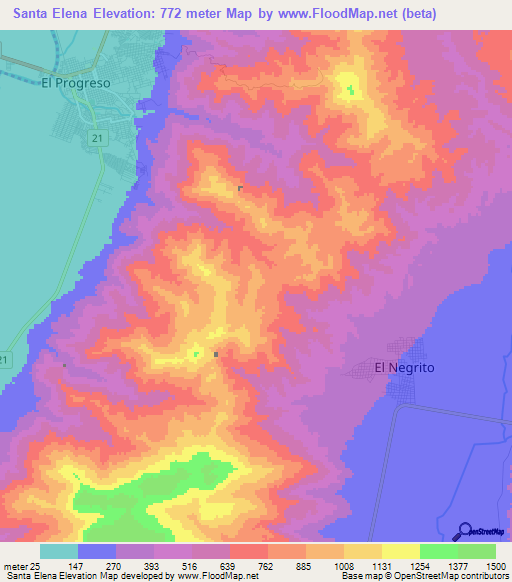 Santa Elena,Honduras Elevation Map