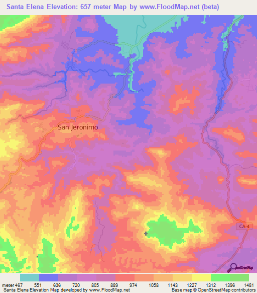Santa Elena,Honduras Elevation Map