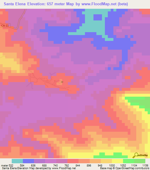 Santa Elena,Honduras Elevation Map