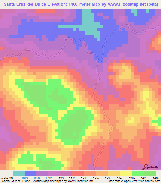 Santa Cruz del Dulce,Honduras Elevation Map