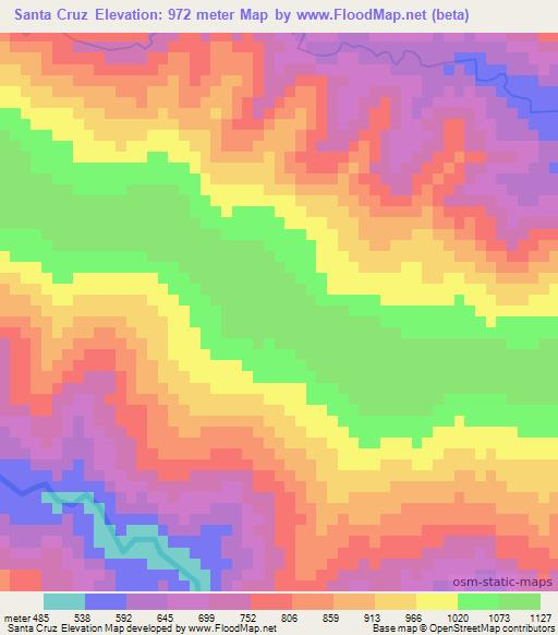 Santa Cruz,Honduras Elevation Map