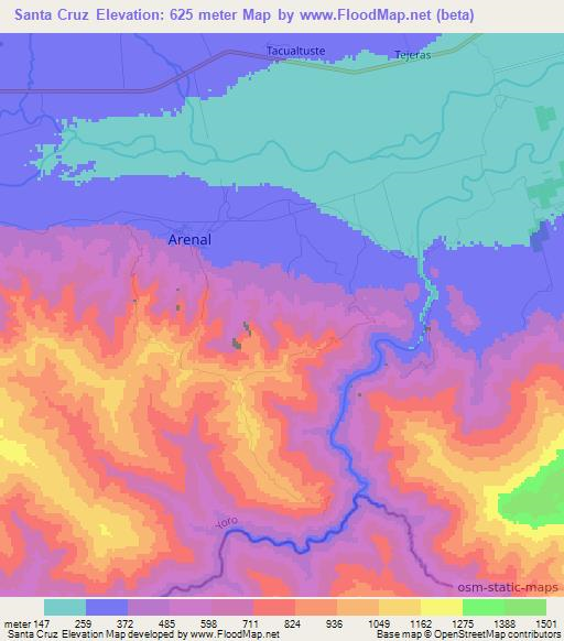 Santa Cruz,Honduras Elevation Map