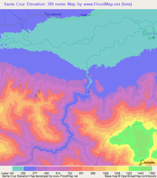 Santa Cruz,Honduras Elevation Map