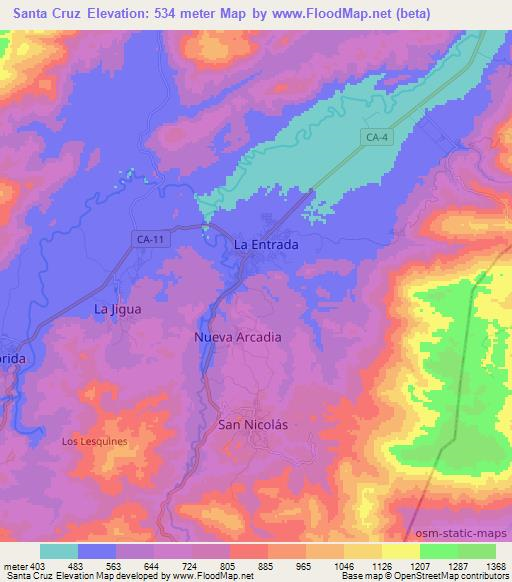 Santa Cruz,Honduras Elevation Map