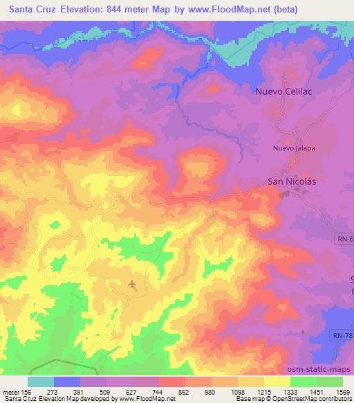 Santa Cruz,Honduras Elevation Map