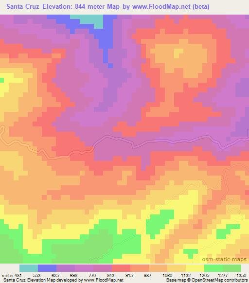 Santa Cruz,Honduras Elevation Map