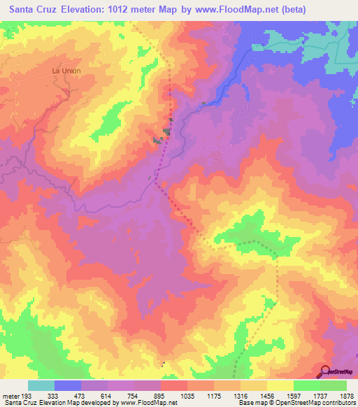 Santa Cruz,Honduras Elevation Map