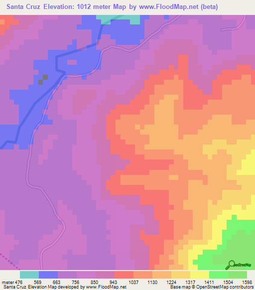 Santa Cruz,Honduras Elevation Map