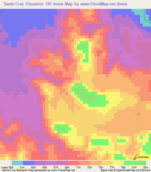 Santa Cruz,Honduras Elevation Map
