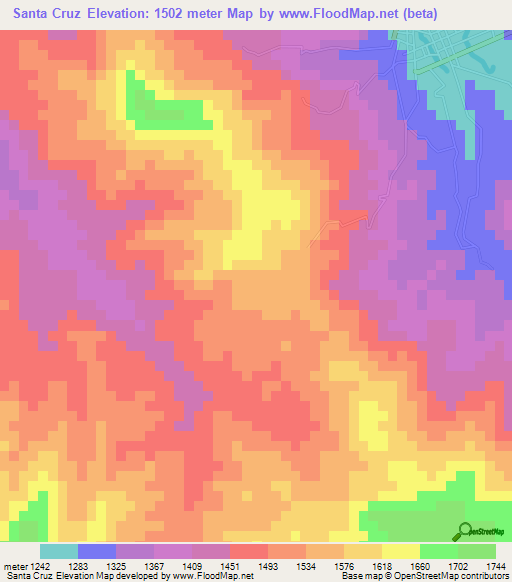 Santa Cruz,Honduras Elevation Map