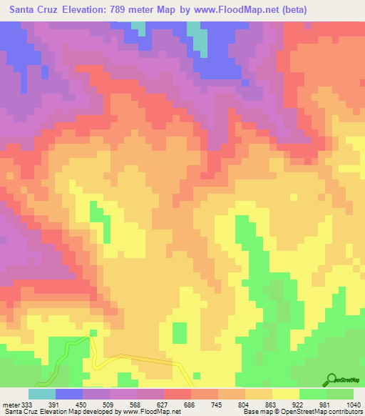 Santa Cruz,Honduras Elevation Map