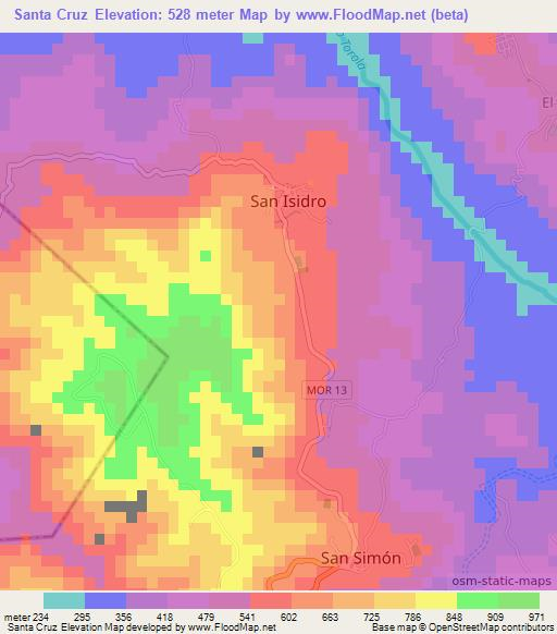 Santa Cruz,Honduras Elevation Map