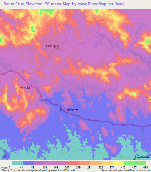 Santa Cruz,Honduras Elevation Map