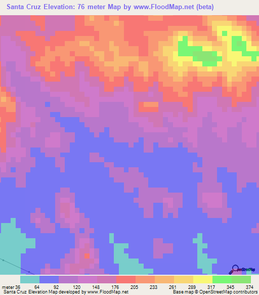 Santa Cruz,Honduras Elevation Map