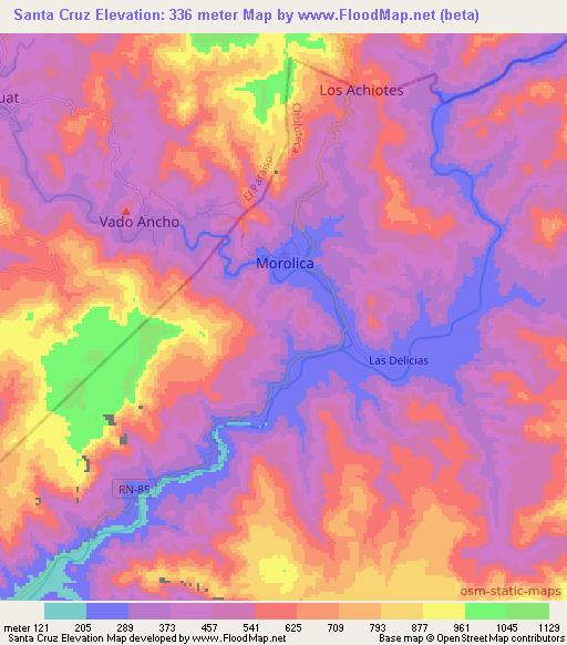 Santa Cruz,Honduras Elevation Map