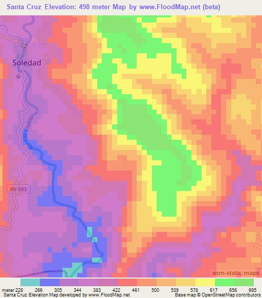 Santa Cruz,Honduras Elevation Map