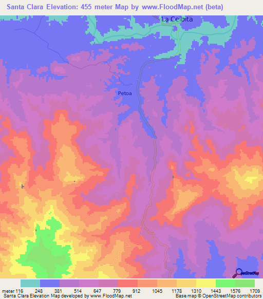 Santa Clara,Honduras Elevation Map