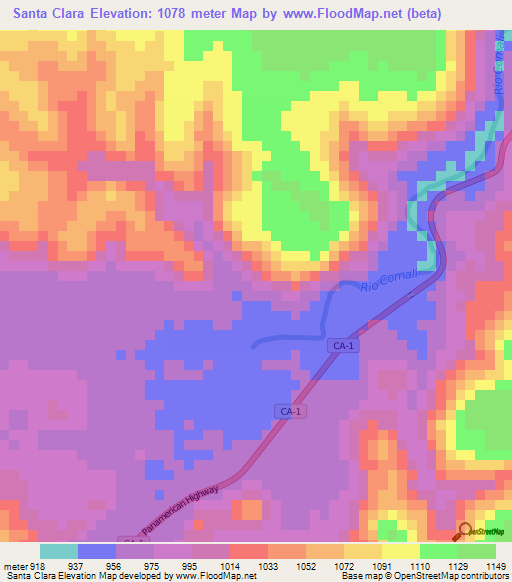 Santa Clara,Honduras Elevation Map