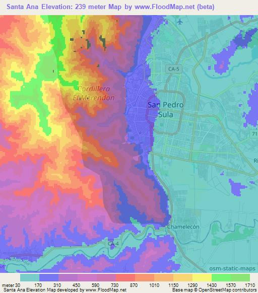 Santa Ana,Honduras Elevation Map
