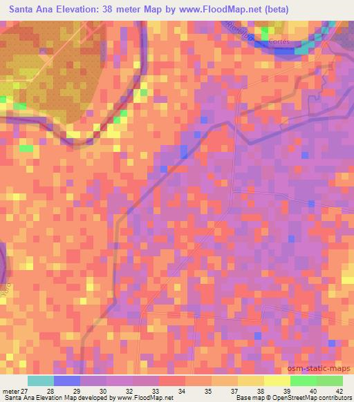Santa Ana,Honduras Elevation Map