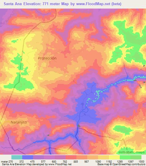 Santa Ana,Honduras Elevation Map