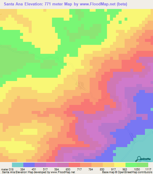 Santa Ana,Honduras Elevation Map