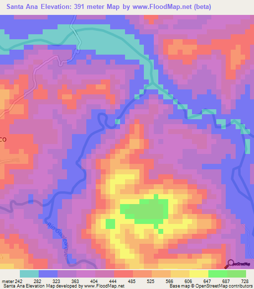 Santa Ana,Honduras Elevation Map