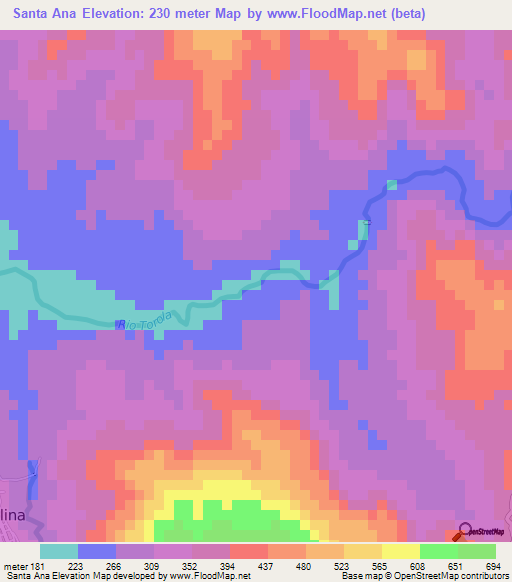Santa Ana,Honduras Elevation Map
